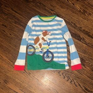 GUC MINI BODEN SIZE 7-8 Kids Blue Striped Shirt with Guinea Pig Design
